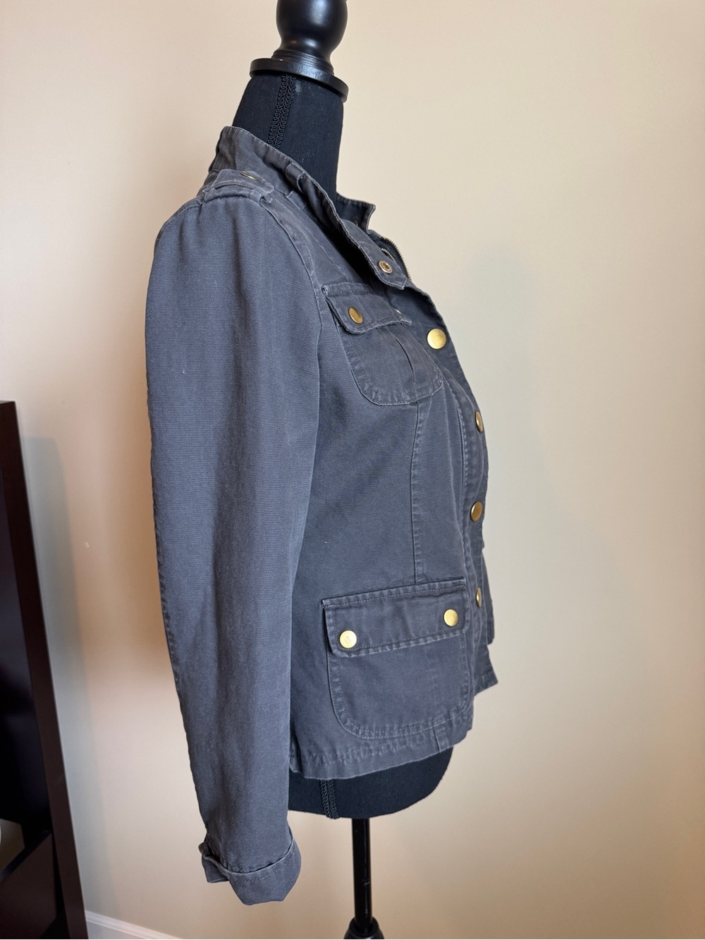 Womens Dark Gray Utility Military Jacket - Picture 3 of 5
